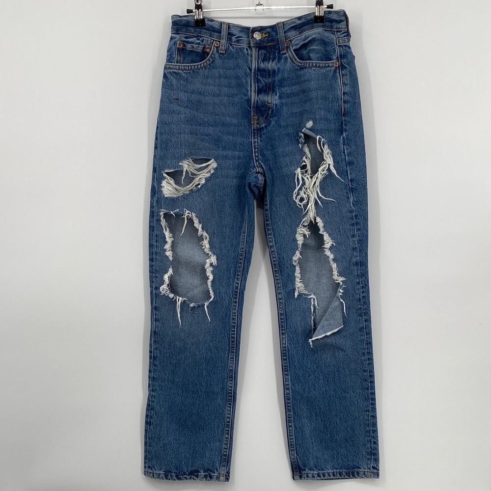 Topshop Distressed Button Fly Jeans Size Petite 26W 28L